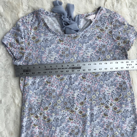 LC Lauren Conrad Floral Eyelash Lace Trimmed Top With Tie Bow - Picture 6 of 7